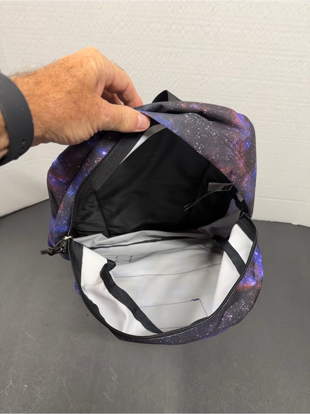 Jansport Galaxy Print Backpack - Black with Purple/Blue Nebula - Picture 3 of 3